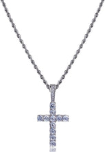 Load image into Gallery viewer, YOSZO Cross Necklace for Men Gold Necklace for Women Gold Heart Cross Jewelry 14K Silver Plated Solid Iced Cubic Zirconia Stainless Steel Pendant Chain