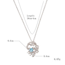 Load image into Gallery viewer, Light Blue Topaz Birthstone Necklace for Women, 925 Sterling Silver Wave Pendant with Cubic Zirconia, Adjustable 38+4cm Coastal Jewelry Gift, December Birthstone