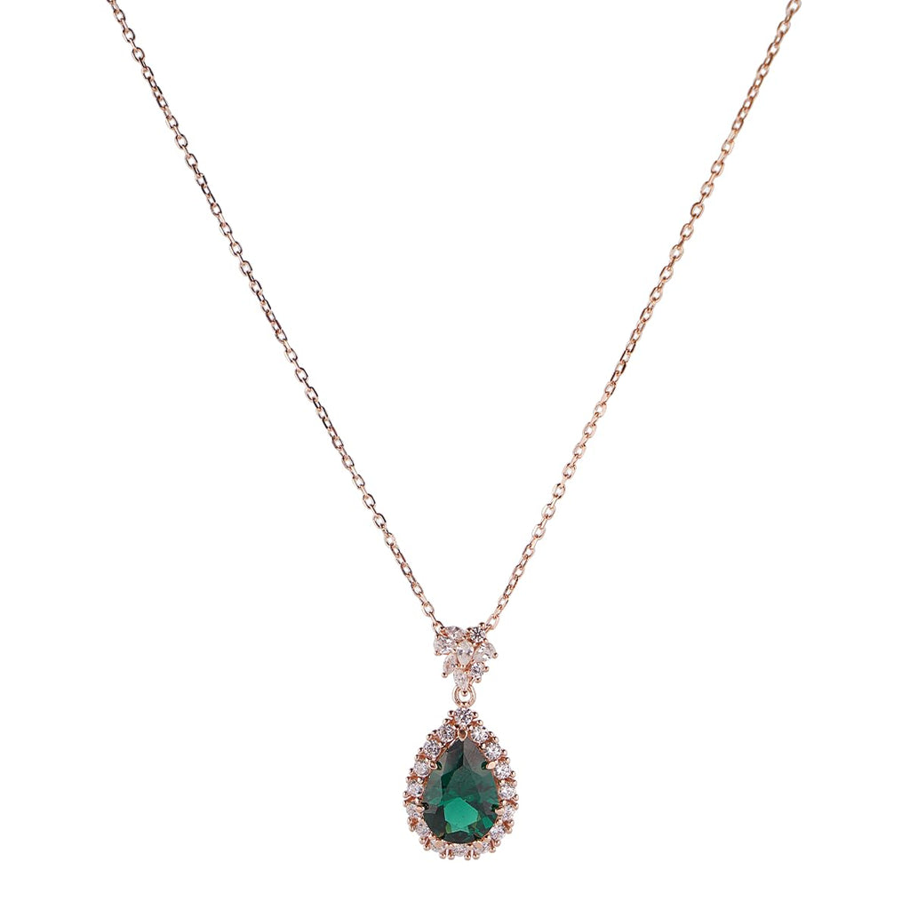 Birthstone Pendant Necklace for Women, Rose Gold Plated 925 Silver Adjustable Chain,  Gemstone & Zircon Halo Pendant, Elegant Retro Jewelry Gift for Her