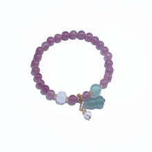 Load image into Gallery viewer, Lilac Bead Jade Pendant Adjustable Bracelet for Women - Boho Elegance Pearl Charm