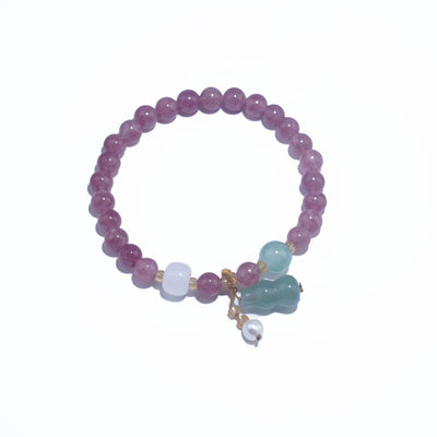 Lilac Bead Jade Pendant Adjustable Bracelet for Women - Boho Elegance Pearl Charm