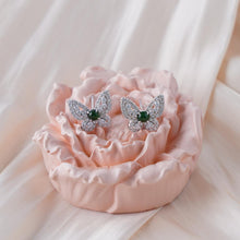 Load image into Gallery viewer, 【Stud Earrings】Butterfly Design Green Jade Zirconia Cluster Stud Earrings Elegant Nature-Inspired Jewelry wonderful gifts for Women