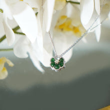 Load image into Gallery viewer, 【Pendant Necklace】S925 Sterling Silver Green Jade Flower Pendant with Zirconia Accents, Vintage Floral Jewelry, Elegant Daily Gift for Women