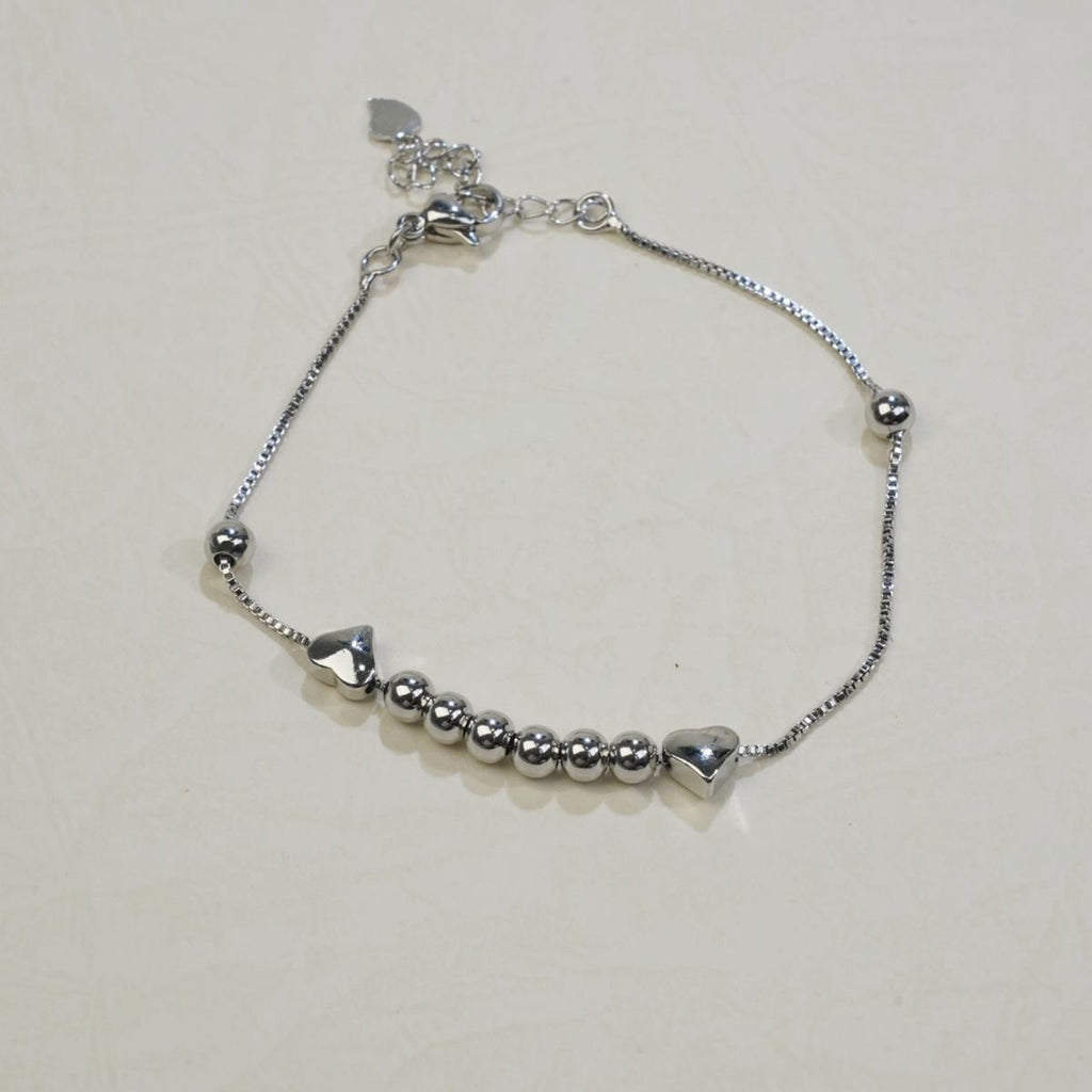 【Bracelet】Minimalist Chic Square Bead Bracelet with Heart & Disc Charms, Trendy Daily Jewelry for ladies