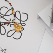 Load image into Gallery viewer, 【Pendant Necklace】Oriental Boho Beaded Necklace, Copper &amp; Gemstone Jewelry, Lucky Gourd Charm, Ethnic Layering Piece for Women