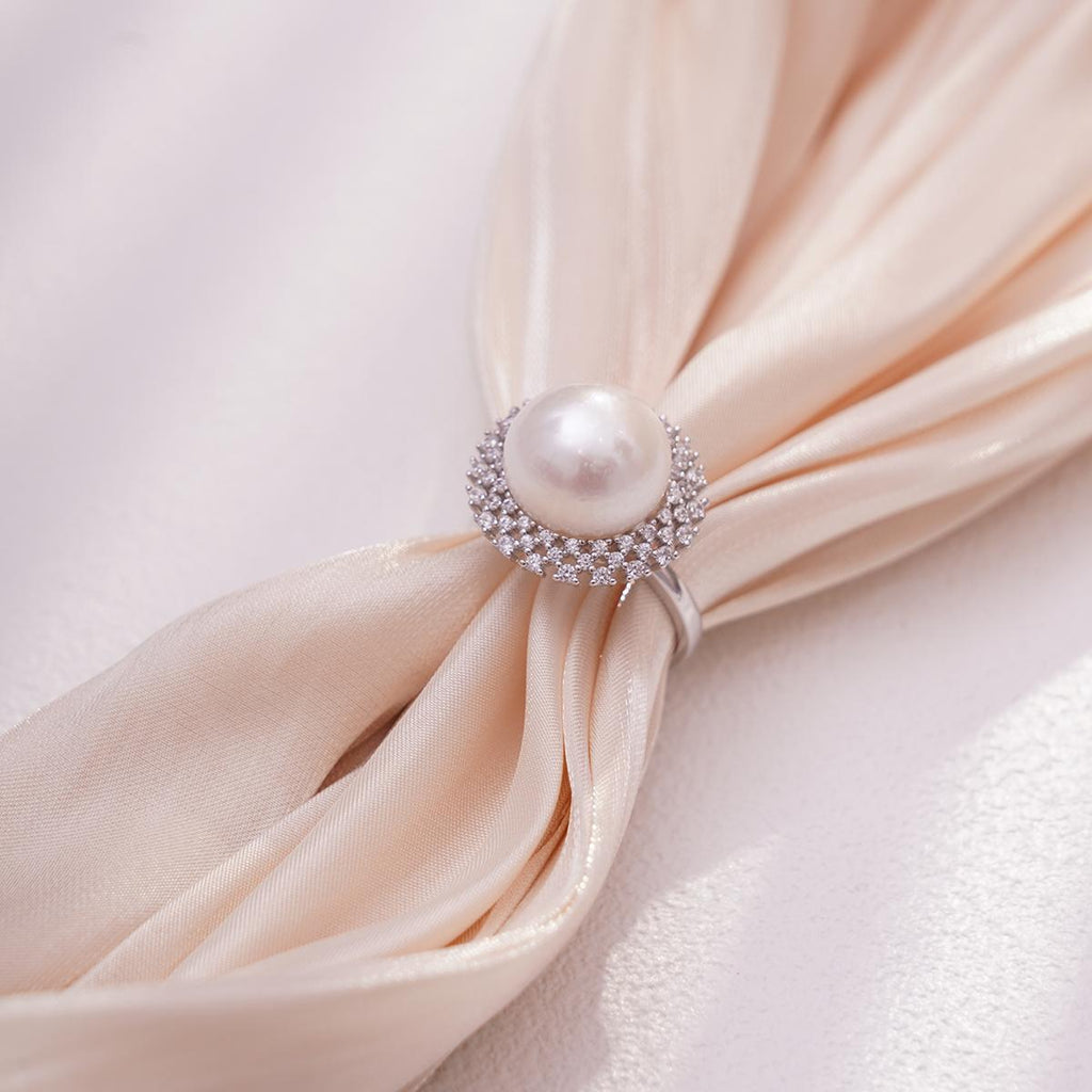 【Ring】Silver Pearl Zircon Ring Natural Freshwater Pearl Jewelry Gift Elegant Minimalist Design Versatile Daily & Formal Wear for Women Seeking Timeless Elegance