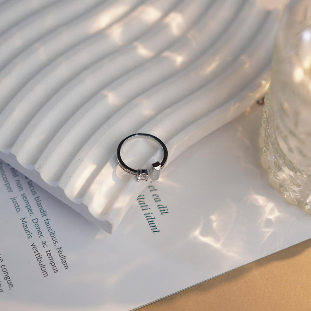 【Open Ring】Gold/Silver Plated Geometric Ring with Zircons, Minimalist & Chic Style for Fashion Ladies