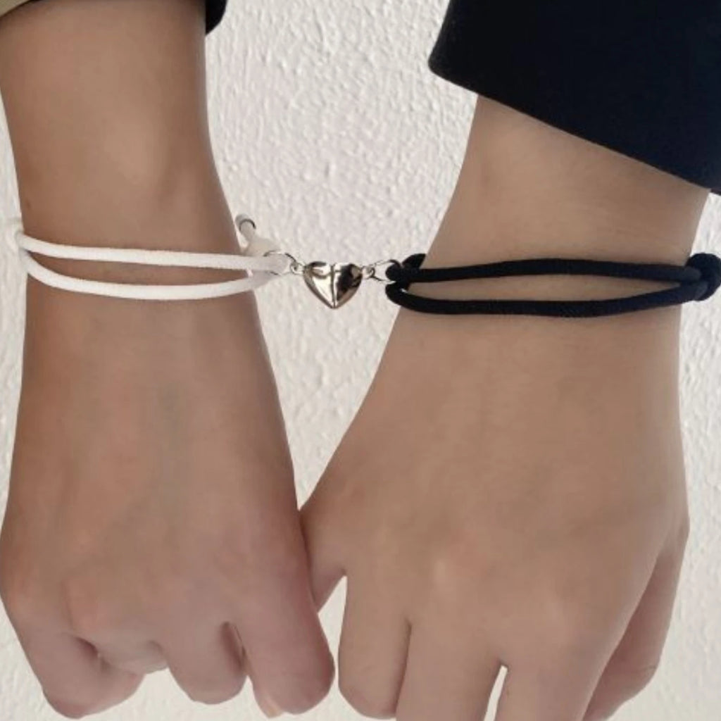 2PC Couple Fashion Trend Simple Love Magnetic Bracelet Date Travel Banquet Party Holiday Dressing Gifts