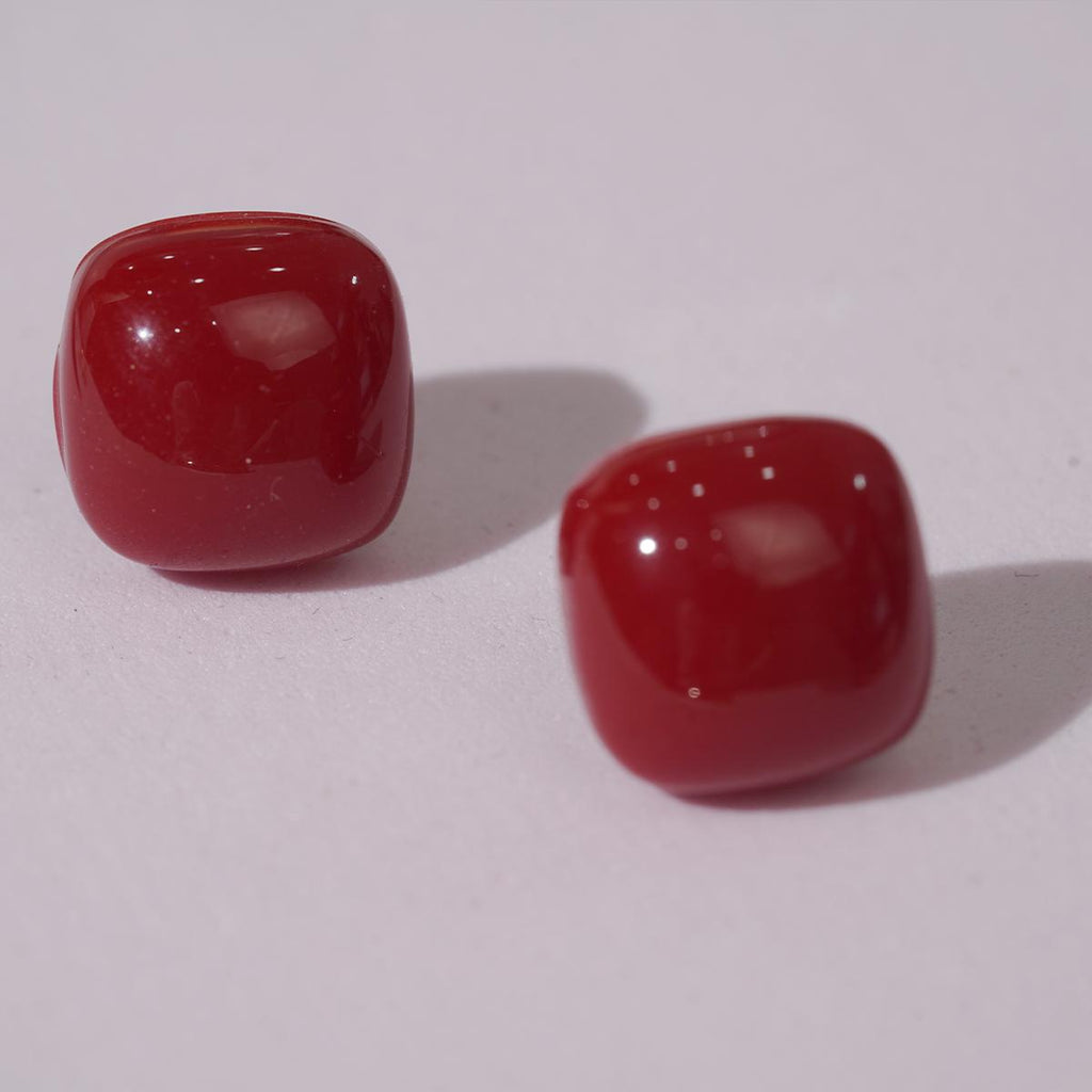 Subang Stud, Resin Merah, Aloi Pepejal, Elegan, Dipotong, Sesuai untuk Penggayaan Harian dan Kasual