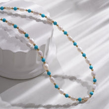 Load image into Gallery viewer, 【Necklace】Turquoise Stone Natural Freshwater Pearl Copper Necklace,Delicate Jewelry for Women