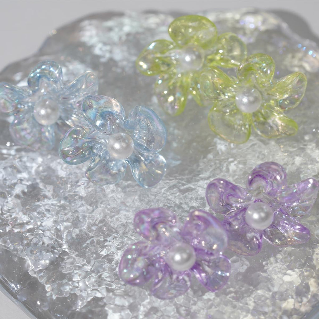Anting-anting Stud, Rekaan Kelopak Berwarna-warni, Mutiara Tiruan, Gaya Manis dan Romantik, Sesuai untuk Kanak-kanak Perempuan