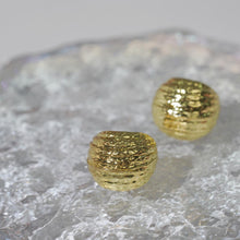 Load image into Gallery viewer, 【Hoop Earrings】Gold-Plated Copper Alloy Hammered Semi-Circle C-Hoop Studs for Girls