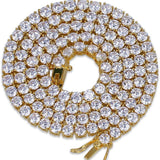 YOSZO ICED OUT 18K Gold Plated Iced Out Lab Simulated Diamond Classic Tennis Chain Necklace for Men Women