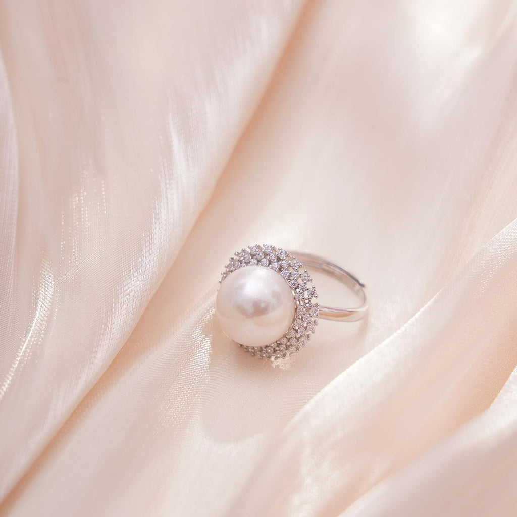 【Ring】Silver Pearl Zircon Ring Natural Freshwater Pearl Jewelry Gift Elegant Minimalist Design Versatile Daily & Formal Wear for Women Seeking Timeless Elegance