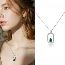Load image into Gallery viewer, 【Pendant Necklace】 Jadeite Pendant Shining Zircon with Silver-made Chain Pendant Necklace, Delicate Jewelry for Women Daily Wear