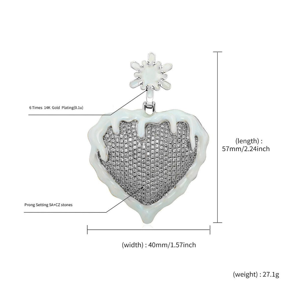 【Pendant Necklace】Melting Heart Necklace, Gold-Plated Cover & White Edge Jewelry, Snowflake Accent, Romantic Gift