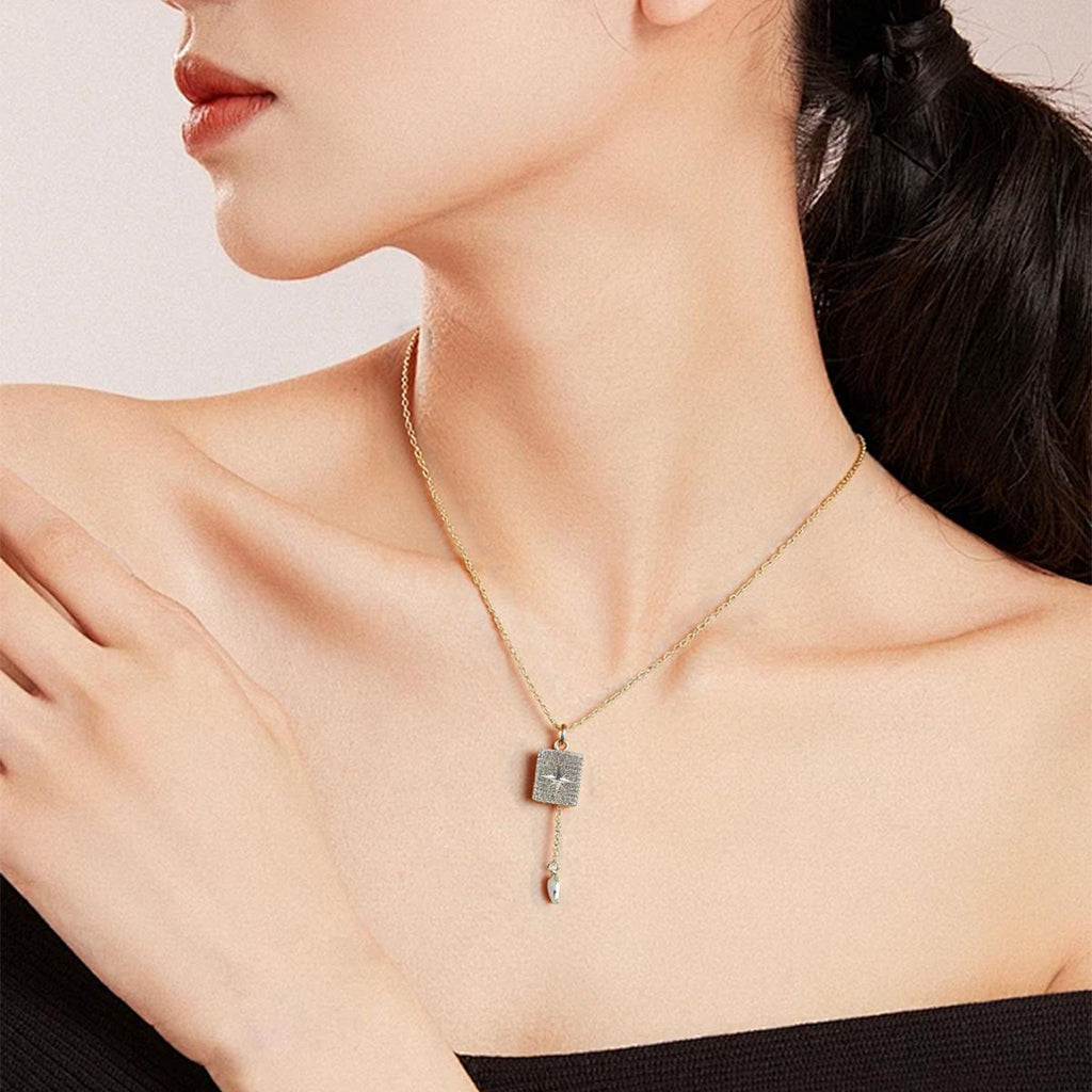 【Pendant Necklace】 Copper Star & Moon Pendant Necklace with Elegant Accent Jewelry for Women
