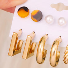 Load image into Gallery viewer, 6 Pairs Of Womens Earrings Set New Creative Type C Pearl Geometry Personality Fashion Temperament Earrings