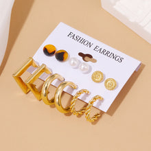 Load image into Gallery viewer, 6 Pairs Of Womens Earrings Set New Creative Type C Pearl Geometry Personality Fashion Temperament Earrings