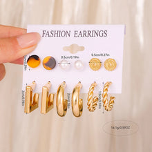 Load image into Gallery viewer, 6 Pairs Of Womens Earrings Set New Creative Type C Pearl Geometry Personality Fashion Temperament Earrings