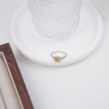 Load image into Gallery viewer, 【Open Ring】Silver Plated Copper Alloy Rings with Olive Green/Yellow Zircon Center, Elegant Daily Jewelry for Women