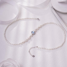 Load image into Gallery viewer, 【Necklace】Aquamarine Stone Accent Silver Chain Natural Freshwater Pearl Necklace, Perfect Gift for Women, Best Dating Wear