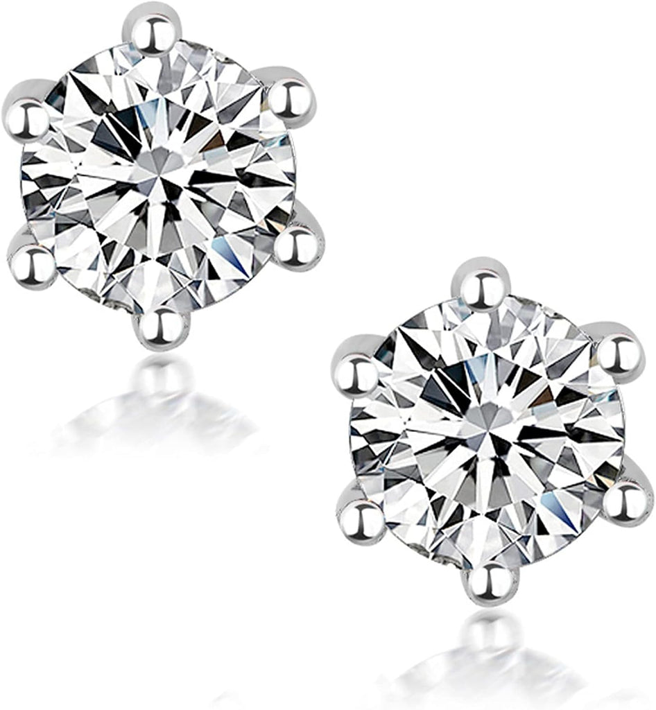 YOSZO Moissanite Stud Earrings 0.2-4.0 Carat Round Brilliant Cut Moissanite Sterling Silver Earrings Set for Women and Men Include Gift Box