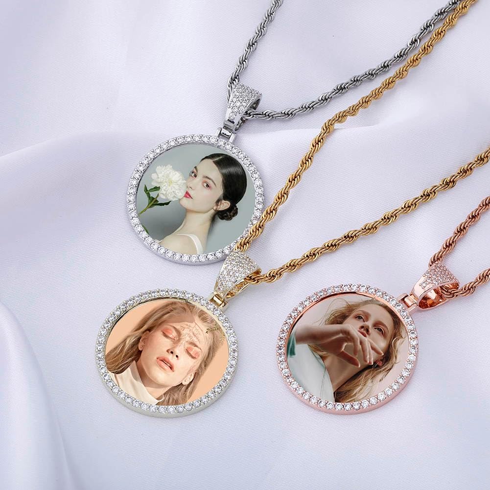 YOSZO Necklace with Picture Inside 18K Gold Plated Custom Picture Necklace Personalized Photo Necklace Memory Gifts for Men