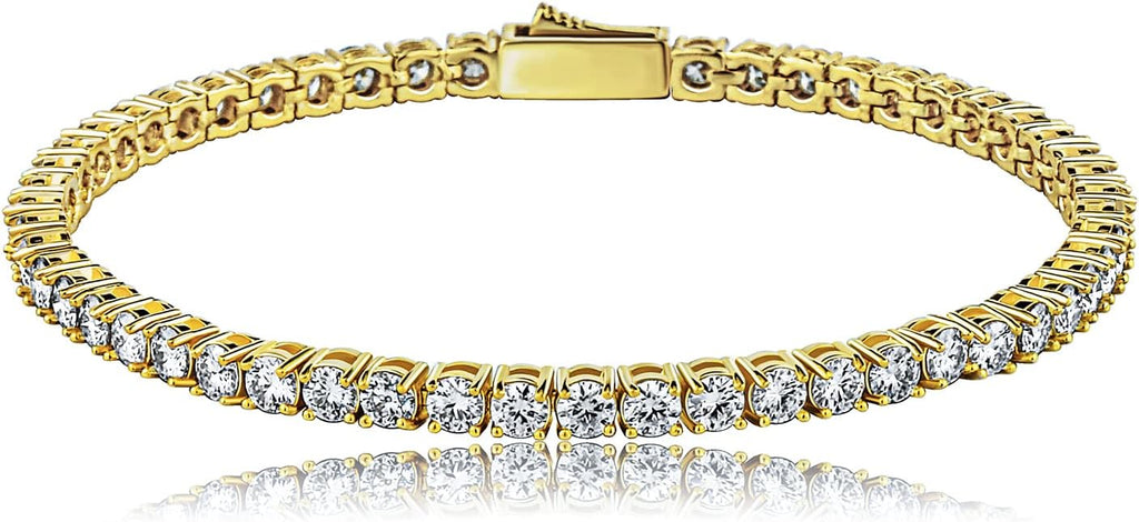 YOSZO Gold Tennis Bracelet Men Silver Bracelet for Women 1Row 3/4/5/6mm Iced out Cubic Zirconia 14K Gold Plated Gold Jewelry Minimalistic Accessory