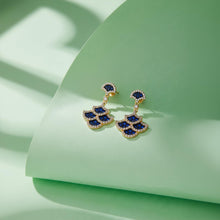 Load image into Gallery viewer, Scale &amp; Wave Earrings for Women, 14K Gold Plated 925 Sterling Silver, Blue &amp; White Zirconia Scale Design, Hypoallergenic Statement Earrings for Sensitive Ears, Meaningful Gift for Friends