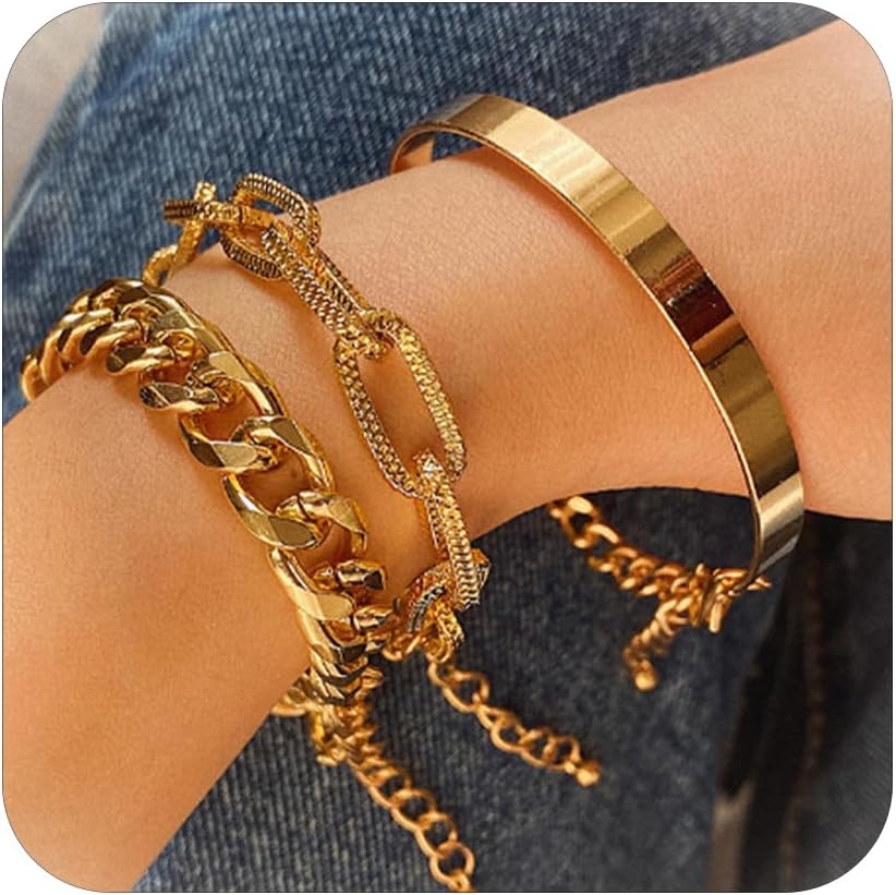 Departments Women Jewelry Bracelets Link Dainty Boho Gold Chain Bracelets Set for Women Adjustable Bracelet Bangle Set Punk Bracelets Jewelry for Women Trendy