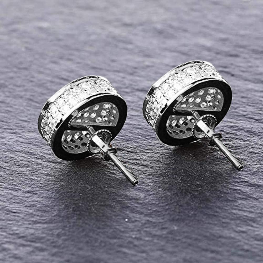 YOSZO Screw Back Earrings 14K Gold Plated 5A+ Cubic Zirconia Cluster Round Diamond Screw On Stud Earrings For Men Women Aretes De Hombre