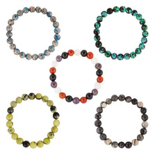 Load image into Gallery viewer, Halloween Beaded Bracelet, Natural Stone Beads in Halloween Charm, Elastic String for Easy Wear, Unisex Spooky Holiday Jewelry Gift for Adults &amp; Kids