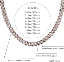 Load image into Gallery viewer, YOSZO Hip Hop 14mm 6 Times Heavy 14K Gold Plated Miami Cuban Link Chain Choker for Men Full Iced out Prong Setting Bling CZ Rapper Necklace