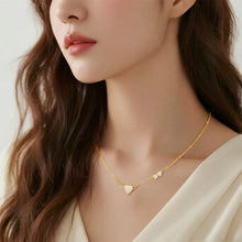Load image into Gallery viewer, Asymmetric Opal Heart Necklace for Women, 14K Gold Plated 925 Sterling Silver,  Heart Opal Design with Adjustable Chain, Delicate Romantic Daily Jewelry