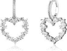 Charger l&#39;image dans la galerie, YOSZO Hollow Heart Dangle Huggie Earrings 14K Gold Plated Iced Out Princess Pear Marquise Round Lab Simulated Diamond Cubic Zirconia Dangle Drop Hoop Heart Earrings for Men Women Girls