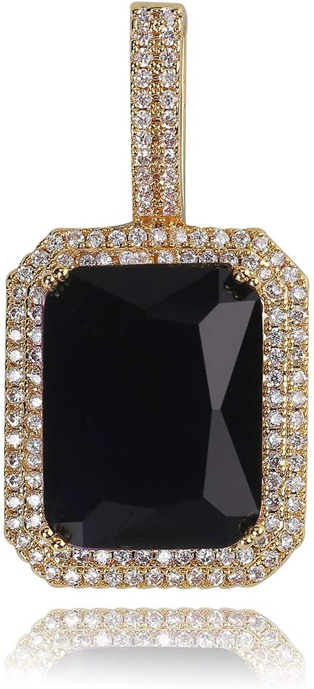 YOSZO Hip Hop 6 Colors Solitaire Pendant Cubic Zirconia Halo Pendant Necklace with Solid Back…