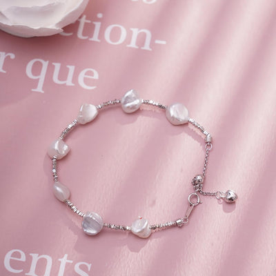 Baroque Natural Pearl Silver Bracelet with Irregular Pearl, Classic Lightweight Design for Women Everyday Wear