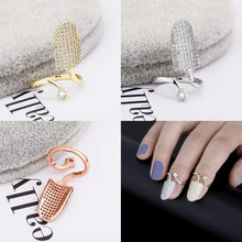 Laden Sie das Bild in den Galerie-Viewer, YOSZO 14K 6 Times Gold Platinum Plated Full Bling Iced Out CZ Finger Nail Ring for Women Finger Rings for Women Unique Fingernail Protective Nail Cap Cover Ring