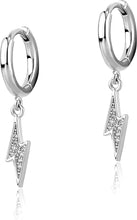 Cargar imagen en el visor de la galería, YOSZO Lightning Bolt Dangle Earrings 14K Gold 5A+ Cubic Zirconia Hanging Hoop Lightning Drop Cool Dangling Earrings For Men Women Trendy