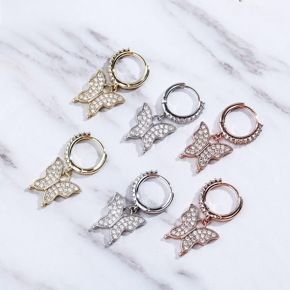 YOSZO 9Mm Earring Gold Silver Color Full Cubic Women Fashion Hip Hop Jewelry for Gift