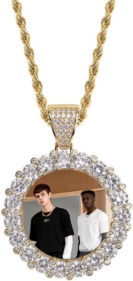 YOSZO Necklace with Picture Inside 18K Gold Plated Custom Picture Necklace Personalized Photo Necklace Memory Gifts for Men