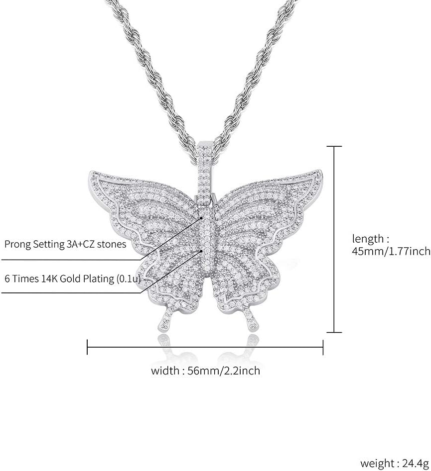 YOSZO Fully Iced Out Pendant 14K Gold Plated Micropave Simulated Diamond CZ Necklace for Women