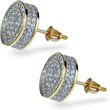 Carica l&#39;immagine nel visualizzatore di Gallery, YOSZO Screw Back Earrings 14K Gold Plated 5A+ Cubic Zirconia Cluster Round Diamond Screw On Stud Earrings For Men Women Aretes De Hombre