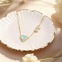 Load image into Gallery viewer, Asymmetric Opal Heart Necklace for Women, 14K Gold Plated 925 Sterling Silver,  Heart Opal Design with Adjustable Chain, Delicate Romantic Daily Jewelry