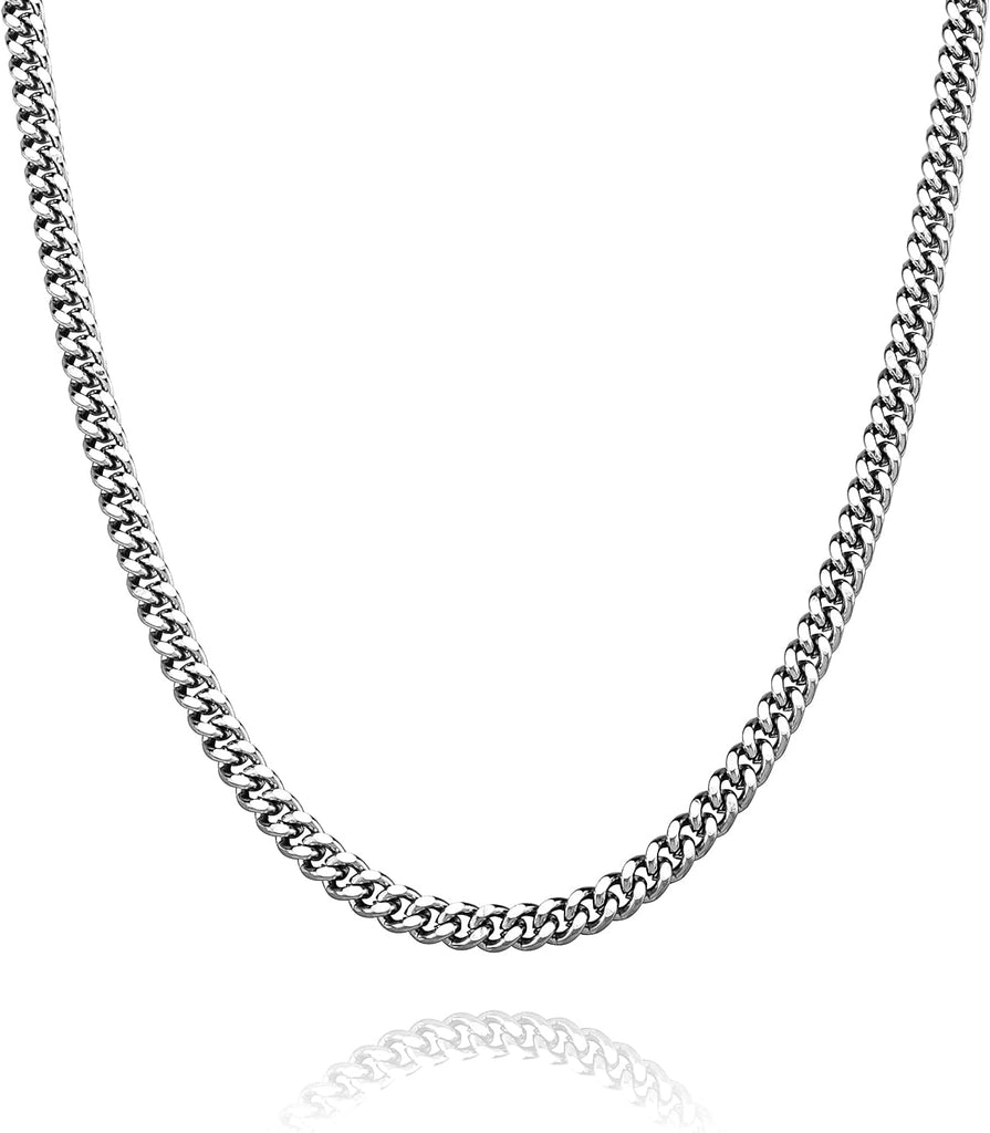 YOSZO Stainless Steel 4mm Cuban Link Necklace Chain for Men Women Minimalist Jewelry Gifts