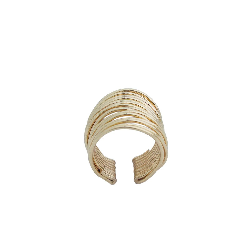 【Open Ring】Gold/Silver Plated Copper Multi Layer Wrap Ring, Edgy Modern Style, Trendy Statement for Ladies