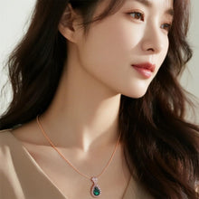 Load image into Gallery viewer, Birthstone Pendant Necklace for Women, Rose Gold Plated 925 Silver Adjustable Chain,  Gemstone &amp; Zircon Halo Pendant, Elegant Retro Jewelry Gift for Her