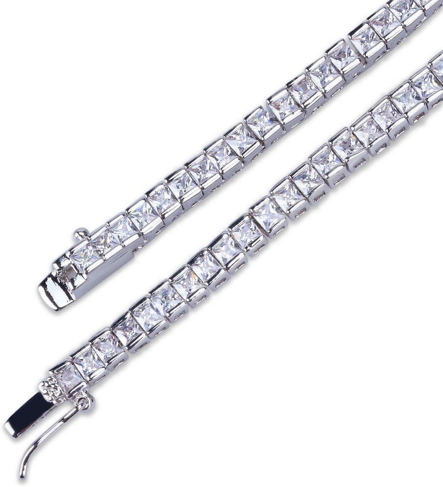 YOSZO 1 Row AAA All Iced Out Tennis Bling 4-6mm Square Cut Lab Simulated Diamond Bracelet 8" 7''