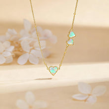 Load image into Gallery viewer, Asymmetric Opal Heart Necklace for Women, 14K Gold Plated 925 Sterling Silver,  Heart Opal Design with Adjustable Chain, Delicate Romantic Daily Jewelry